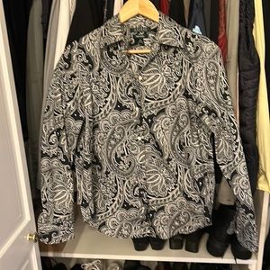 Ralph Lauren Black & White Paisley Button Down Shirt. Size M